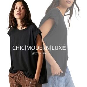 NWT Free People Naomi Tee Shirt Black